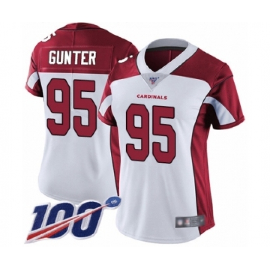 Women's Arizona Cardinals #95 Rodney Gunter White Vapor Untouchable Limited Player 100th Season Football Jersey - Ujersey
