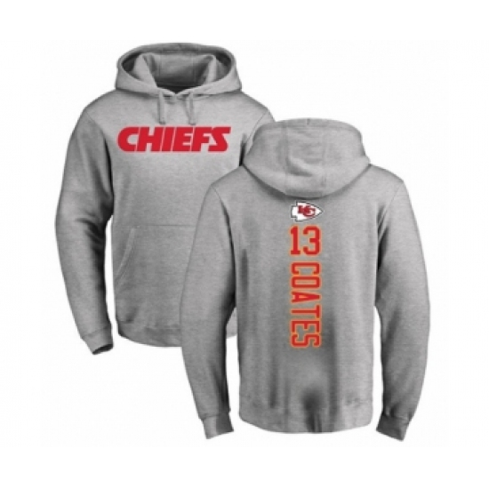 Football Kansas City Chiefs #13 Sammie Coates Ash Backer Pullover Hoodie - Ujersey
