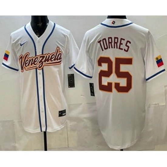 Men's Venezuela #25 Gleyber Torres White 2026 World Baseball Classic Cool Base Jersey - Ujersey