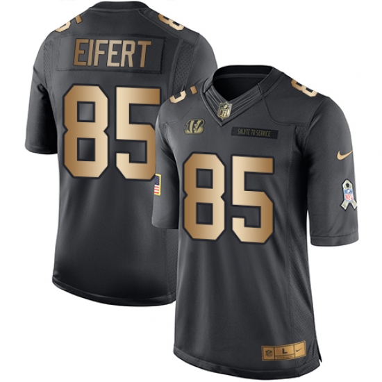 Men's Nike Cincinnati Bengals #85 Tyler Eifert Limited Black/Gold Salute to Service NFL Jersey - Ujersey
