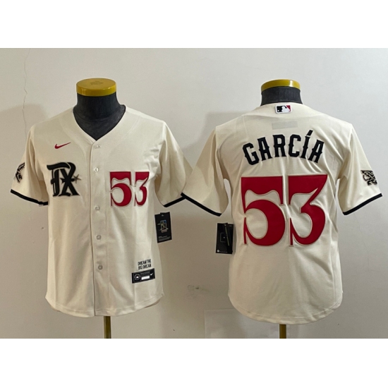 Women's Texas Rangers #53 Adolis Garcia Number Cream 2023 City Connect Cool Base Stitched Jersey - Ujersey