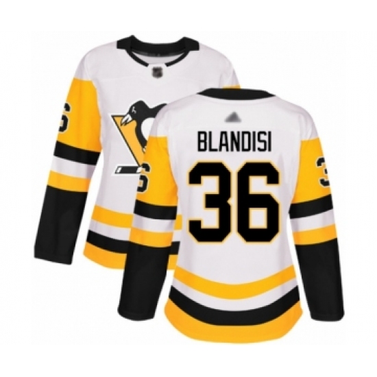 Women's Pittsburgh Penguins #36 Joseph Blandisi Authentic White Away Hockey Jersey - Ujersey
