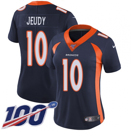 Women's Denver Broncos #10 Jerry Jeudy Navy Blue Alternate Stitched 100th Season Vapor Untouchable Limited Jersey - Ujersey