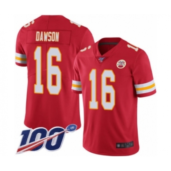 Men's Kansas City Chiefs #16 Len Dawson Red Team Color Vapor Untouchable Limited Player 100th Season Football Jersey - Ujersey