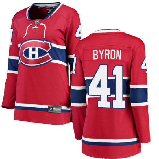 Women's Montreal Canadiens #41 Paul Byron Authentic Red Home Fanatics Branded Breakaway NHL Jersey - Ujersey