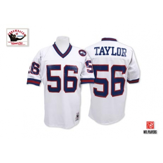 Mitchell and Ness New York Giants #56 Lawrence Taylor White Authentic Throwback NFL Jersey - Ujersey