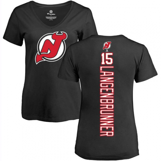 NHL Women's Adidas New Jersey Devils #15 Jamie Langenbrunner Black Backer T-Shirt - ujerseystore