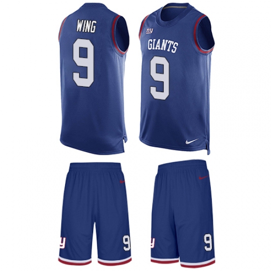 Men's Nike New York Giants #9 Brad Wing Limited Royal Blue Tank Top Suit NFL Jersey - Ujersey