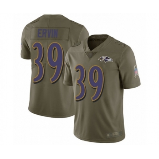 Youth Baltimore Ravens #39 Tyler Ervin Limited Olive 2017 Salute to Service Football Jersey - Ujersey