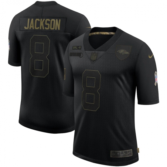 Men's Baltimore Ravens #8 Lamar Jackson Black Nike 2020 Salute To Service Limited Jersey - Ujersey
