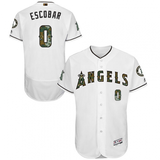 Men's Majestic Los Angeles Angels of Anaheim #0 Yunel Escobar Authentic White 2016 Memorial Day Fashion Flex Base MLB Jersey - Ujersey