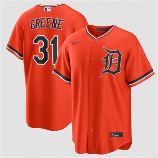 Men's Detroit Tigers #31 Riley Greene Orange Alternate Stitched Baseball Jersey - Ujersey