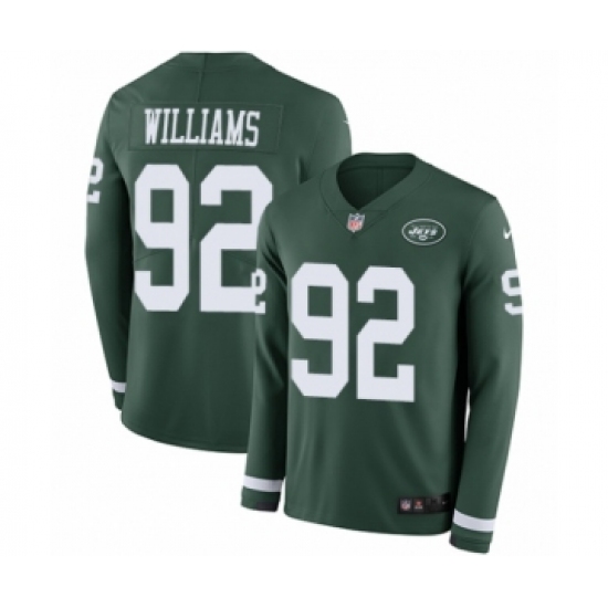 Men's Nike New York Jets #92 Leonard Williams Limited Green Therma Long Sleeve NFL Jersey - Ujersey