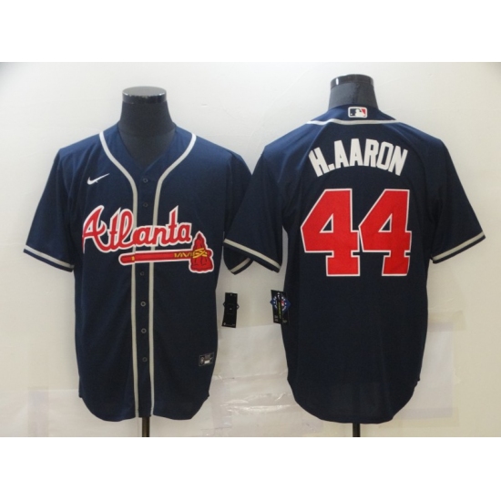 Men's Majestic Atlanta Braves #44 Hank Aaron Blue Jersey - Ujersey