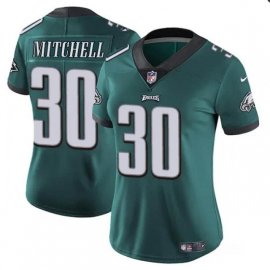 Women's Philadelphia Eagles #30 Quinyon Mitchell Green 2024 Draft Vapor Untouchable Limited Football Stitched Jersey(Run Small) - Ujersey