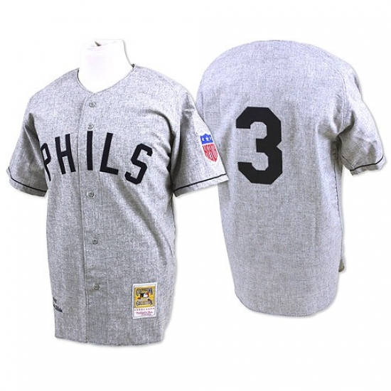 Men's Mitchell and Ness 1942 Philadelphia Phillies #3 Chuck Klein Replica Grey Throwback MLB Jersey - Ujersey