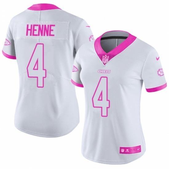 Women's Nike Kansas City Chiefs #4 Chad Henne Limited White/Pink Rush Fashion NFL Jersey - Ujersey