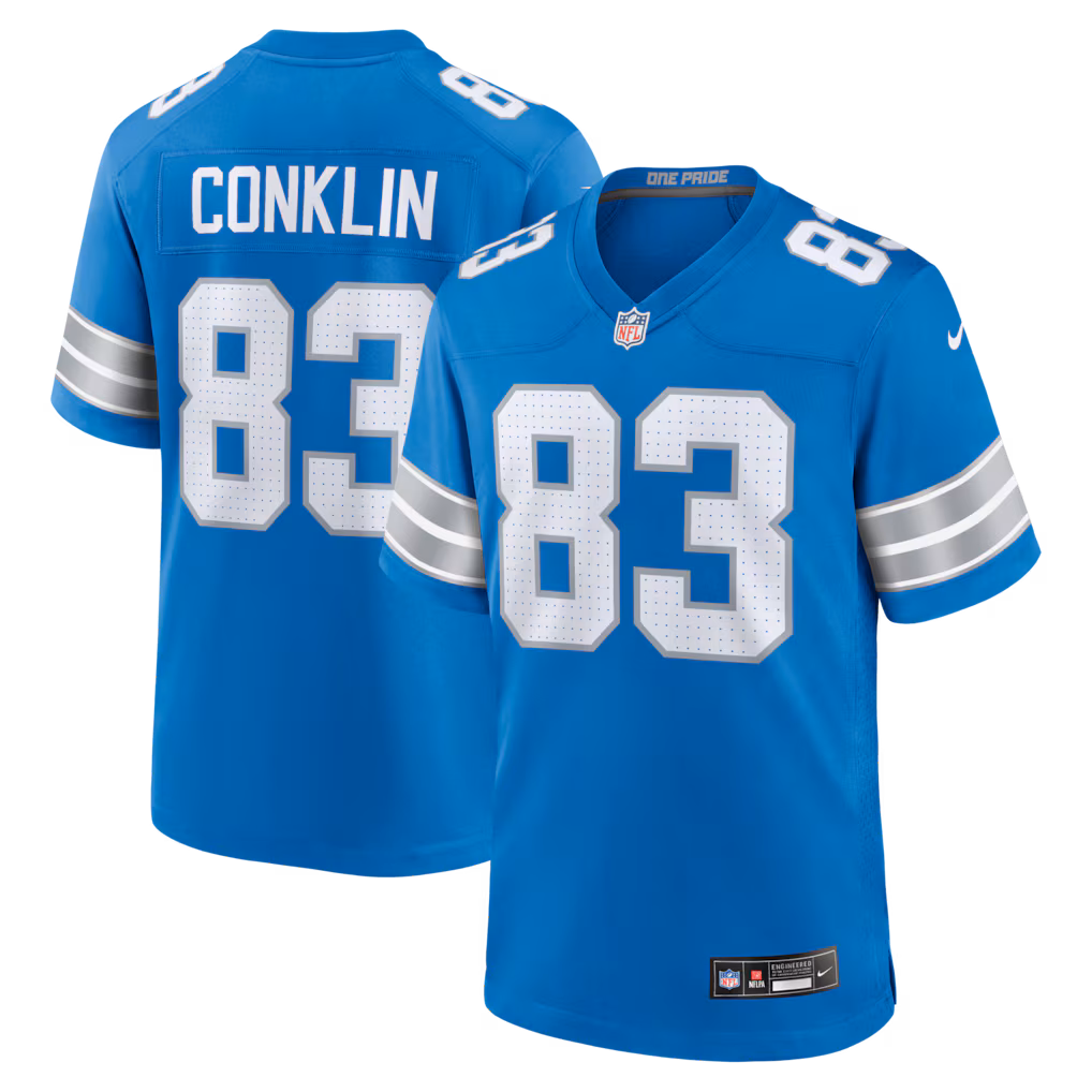 Men's Detroit Lions Tyler Conklin Nike Blue Team Game Jersey