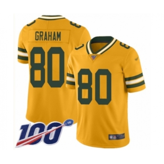 Men's Green Bay Packers #80 Jimmy Graham Limited Gold Inverted Legend 100th Season Football Jersey - Ujersey