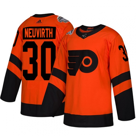 Men's Adidas Philadelphia Flyers #30 Michal Neuvirth Orange Authentic 2019 Stadium Series Stitched NHL Jersey - Ujersey