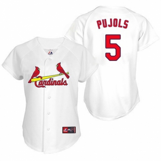 Women's Majestic St. Louis Cardinals #5 Albert Pujols Replica White MLB Jersey