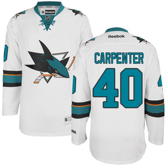 Youth Reebok San Jose Sharks #40 Ryan Carpenter Authentic White Away NHL Jersey - Ujersey