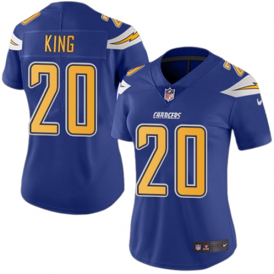 Women's Nike Los Angeles Chargers #20 Desmond King Limited Electric Blue Rush Vapor Untouchable NFL Jersey - Ujersey