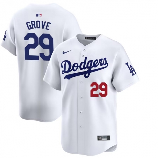 Men's Los Angeles Dodgers #29 Michael Grove White Stitched Baseball Jersey - Ujersey