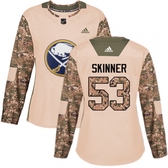 Women's Adidas Buffalo Sabres #53 Jeff Skinner Camo Authentic 2017 Veterans Day Stitched NHL Jersey - Ujersey