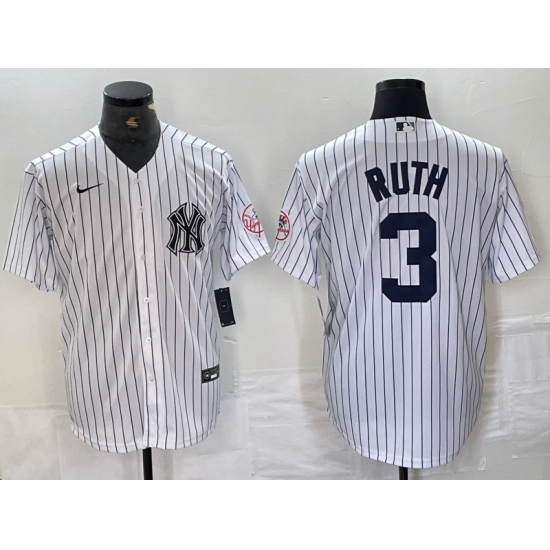Men's New York Yankees #3 Babe Ruth Name White With 2024 Cool Base Stitched Jersey - Ujersey