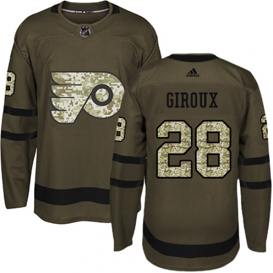 Men's Adidas Philadelphia Flyers #28 Claude Giroux Authentic Green Salute to Service NHL Jersey - Ujersey