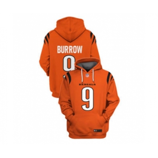Men's Cincinnati Bengals #9 Joe Burrow 2021 Orange Pullover Football Hoodie - Ujersey NHL