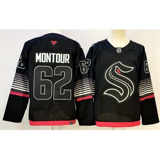 Men's Seattle Kraken #62 Brandon Montour Black 2026 Alternate Stitched Hockey Jersey - Ujersey