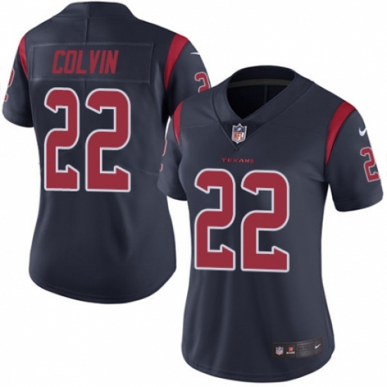 Women's Nike Houston Texans #22 Aaron Colvin Limited Navy Blue Rush Vapor Untouchable NFL Jersey - Ujersey
