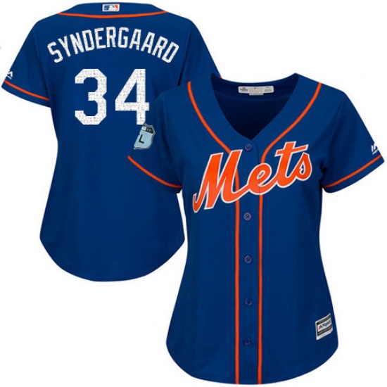 Women's Majestic New York Mets #34 Noah Syndergaard Authentic Royal Blue 2017 Spring Training Cool Base MLB Jersey - Ujersey