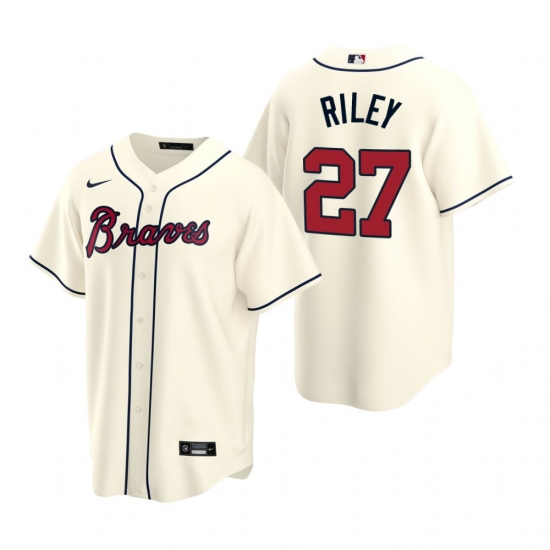 Men's Nike Atlanta Braves #27 Austin Riley Cream Alternate Stitched Baseball Jersey - Ujersey