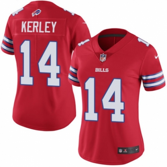 Women's Nike Buffalo Bills #14 Jeremy Kerley Limited Red Rush Vapor Untouchable NFL Jersey - Ujersey