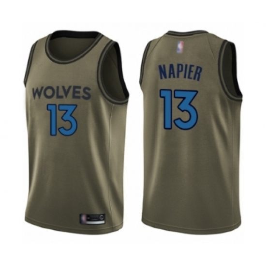 Men's Minnesota Timberwolves #13 Shabazz Napier Swingman Green Salute to Service Basketball Jersey - Ujersey