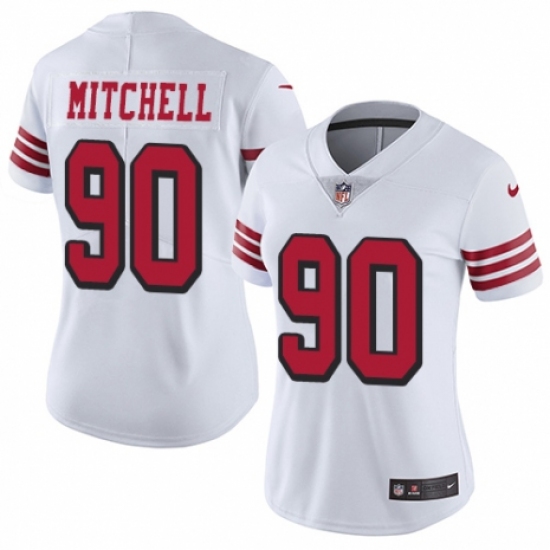 Women's Nike San Francisco 49ers #90 Earl Mitchell Limited White Rush Vapor Untouchable NFL Jersey - Ujersey