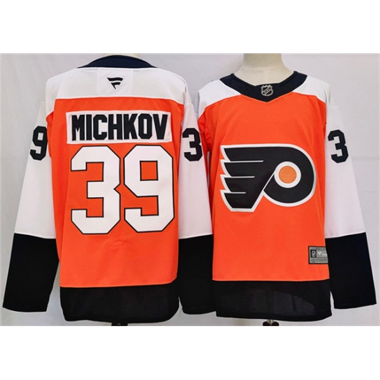 Men's Philadelphia Flyers #39 Matvei Michkov Orange 2024 Stitched Jersey - Ujersey