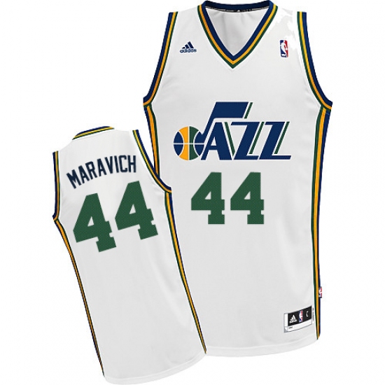 Men's Adidas Utah Jazz #44 Pete Maravich Swingman White Home NBA Jersey