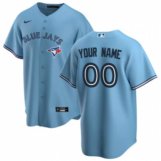 Men's Toronto Blue Jays Nike Alternate 2020 Replica Custom Light Blue Jersey - Ujersey
