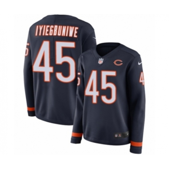 Women's Nike Chicago Bears #45 Joel Iyiegbuniwe Limited Navy Blue Therma Long Sleeve NFL Jersey - Ujersey