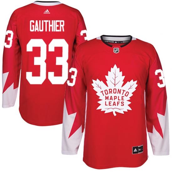 Men's Adidas Toronto Maple Leafs #33 Frederik Gauthier Premier Red Alternate NHL Jersey - Ujersey