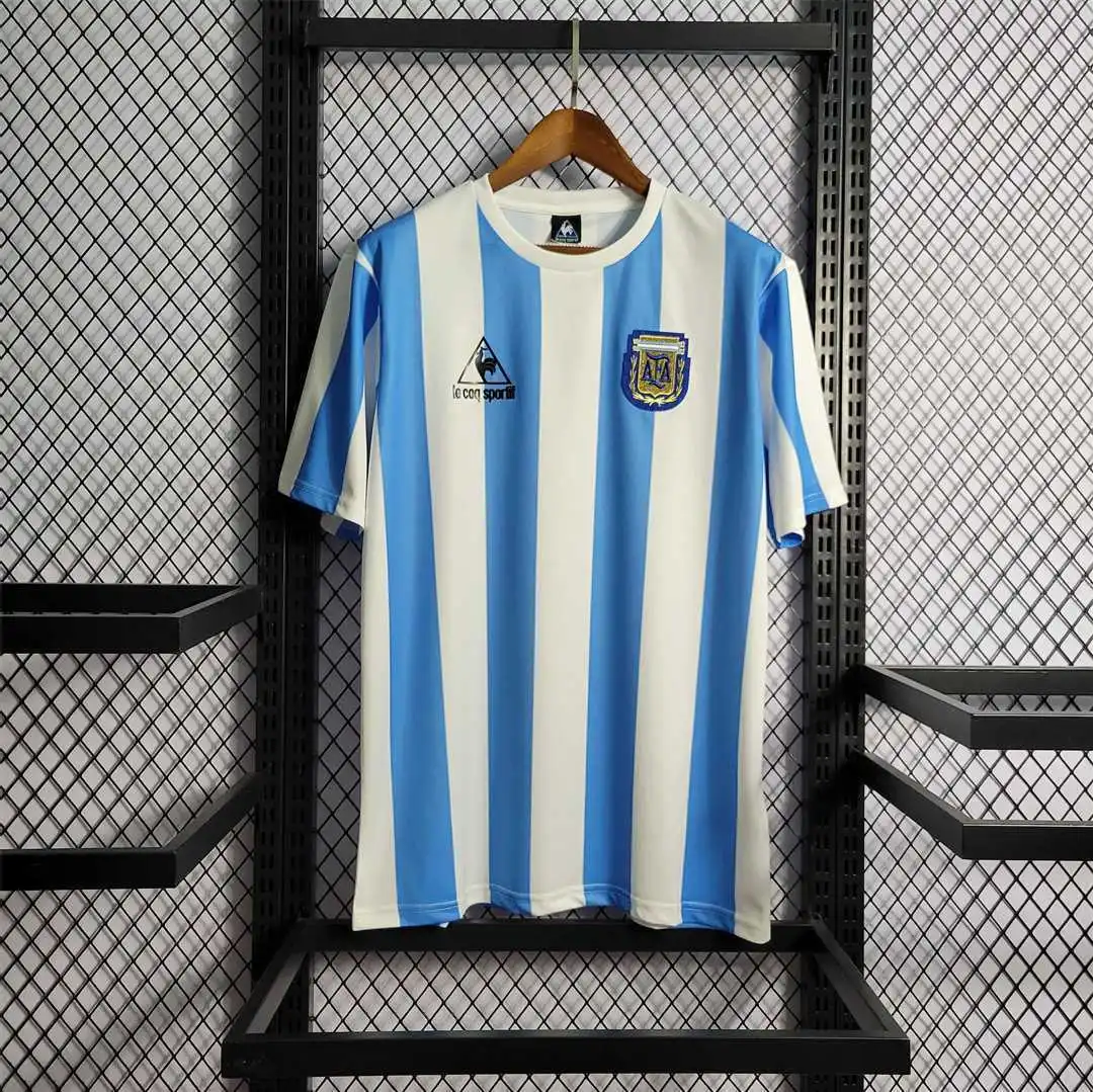 Argentina Retro Jersey Custom Home Football Jersey 1986 - ujerseystore