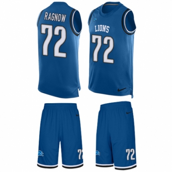 Men's Nike Detroit Lions #72 Frank Ragnow Limited Blue Tank Top Suit NFL Jersey - Ujersey