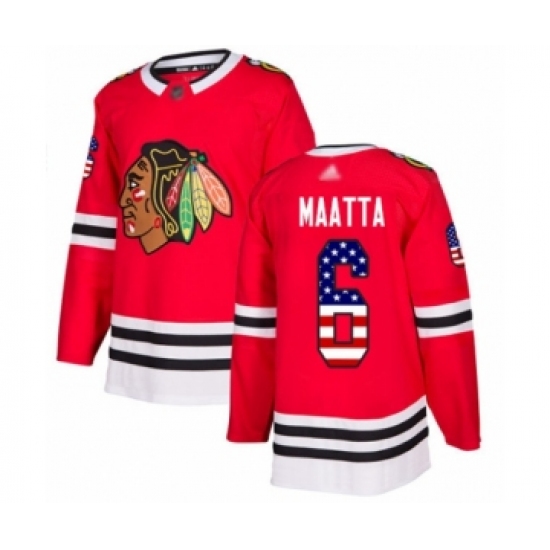 Men's Chicago Blackhawks #6 Olli Maatta Authentic Red USA Flag Fashion Hockey Jersey - Ujersey