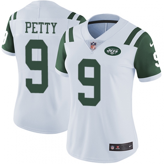 Women's Nike New York Jets #9 Bryce Petty White Vapor Untouchable Limited Player NFL Jersey - Ujersey