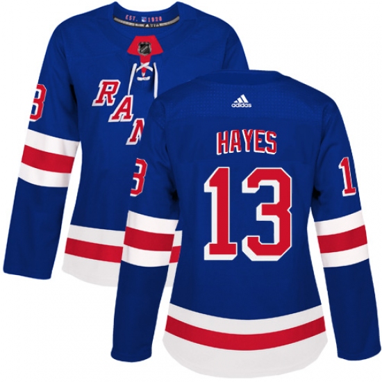 Women's Adidas New York Rangers #13 Kevin Hayes Premier Royal Blue Home NHL Jersey - Ujersey