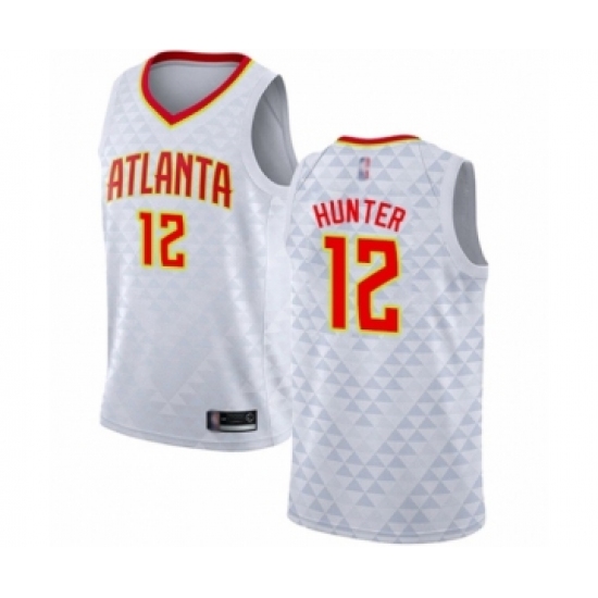 Women's Atlanta Hawks #12 De'Andre Hunter Authentic White Basketball Jersey - Association Edition - Ujersey